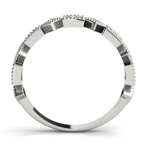 White gold Milgrain Square Diamond Eternity Band with Bezel Setting