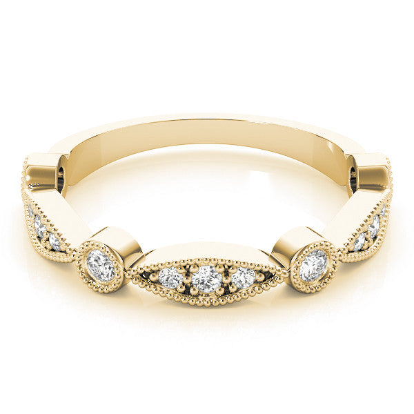 Yellow gold Milgrain Bezel and Marquise Diamond Band