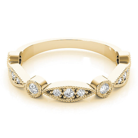 Yellow gold Milgrain Bezel and Marquise Diamond Band