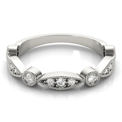 White gold Milgrain Bezel and Marquise Diamond Band