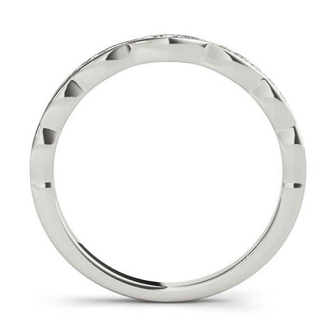 Platinum Round Diamond Scalloped Pavé Eternity Band