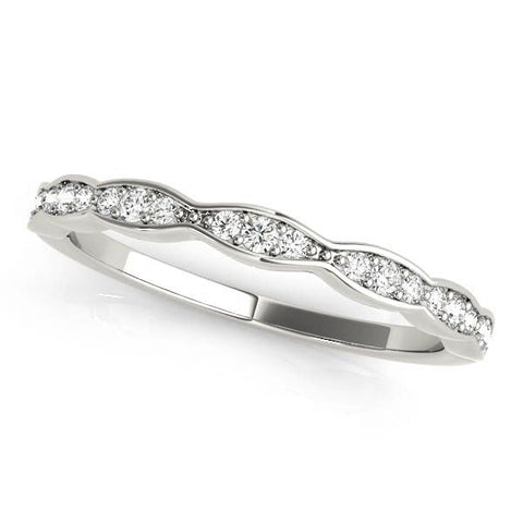 White gold Round Diamond Scalloped Pavé Eternity Band