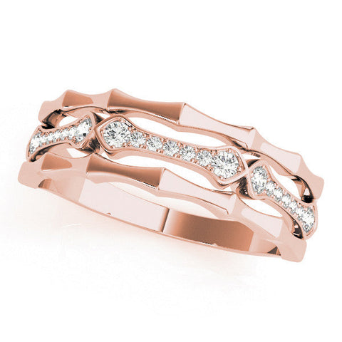 Rose gold Pavé Round Diamond Eternity Band with Bar Prong Setting