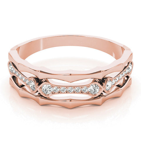 Rose gold Pavé Round Diamond Eternity Band with Bar Prong Setting