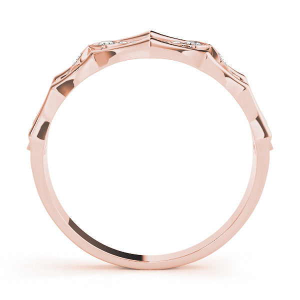 Rose gold Pavé Round Diamond Eternity Band with Bar Prong Setting