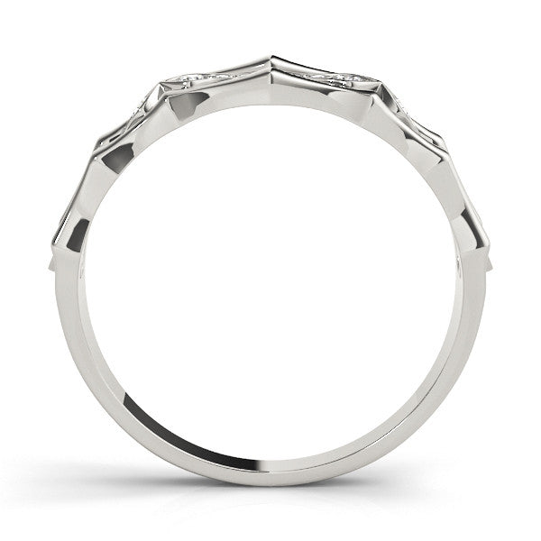 White gold Pavé Round Diamond Eternity Band with Bar Prong Setting