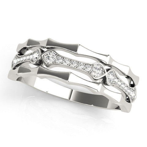 Platinum Pavé Round Diamond Eternity Band with Bar Prong Setting