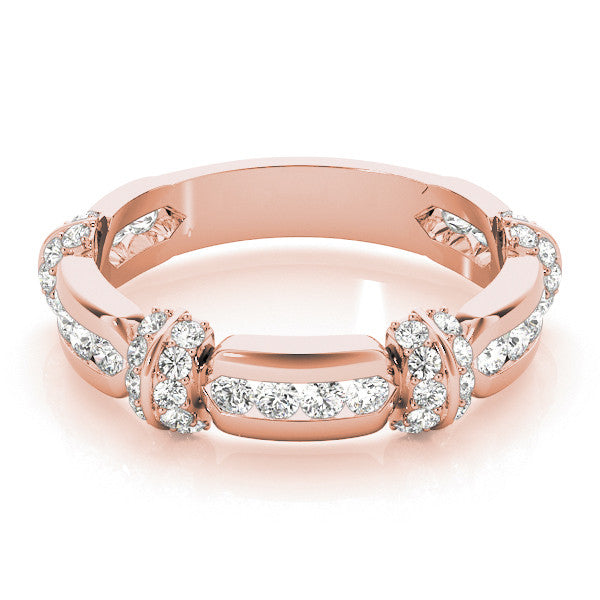 Rose gold Pavé Round Diamond Link Band with Bezel Setting