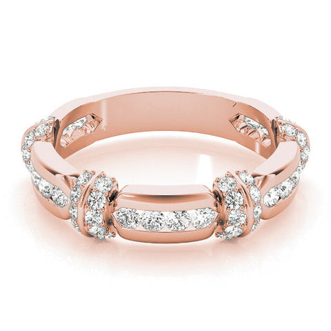 Rose gold Pavé Round Diamond Link Band with Bezel Setting