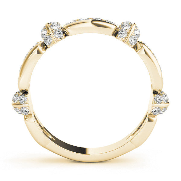 Yellow gold Pavé Round Diamond Link Band with Bezel Setting