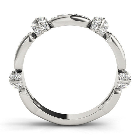 White gold Pavé Round Diamond Link Band with Bezel Setting