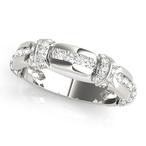 Platinum Pavé Round Diamond Link Band with Bezel Setting