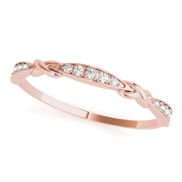 Rose gold Twisted Diamond Marquise Pavé Band with Shared Prong Setting