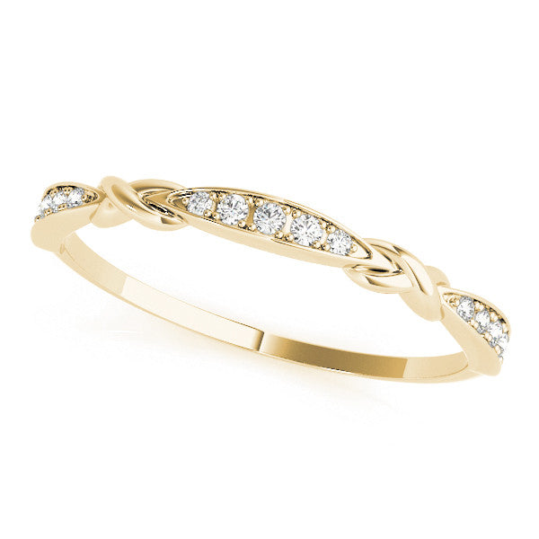 Yellow gold Twisted Diamond Marquise Pavé Band with Shared Prong Setting