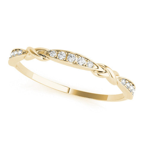 Yellow gold Twisted Diamond Marquise Pavé Band with Shared Prong Setting