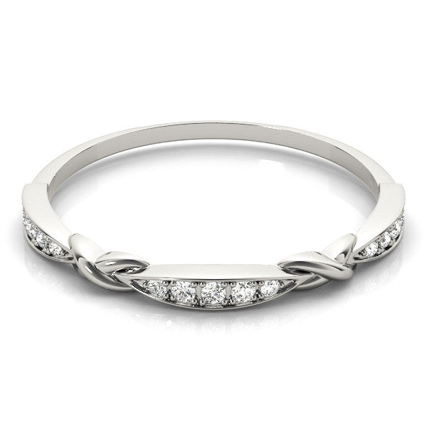 White gold Twisted Diamond Marquise Pavé Band with Shared Prong Setting