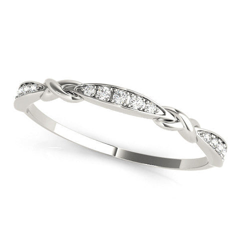 Platinum Twisted Diamond Marquise Pavé Band with Shared Prong Setting