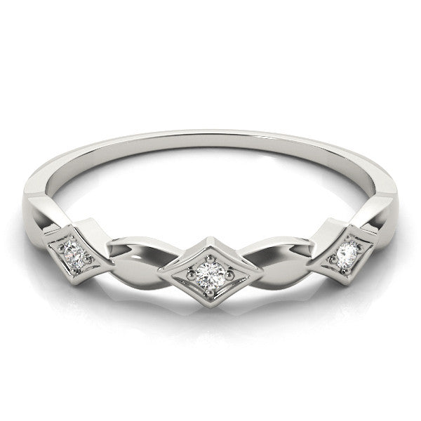 Platinum Square Diamond Twist Band with Bezel Setting