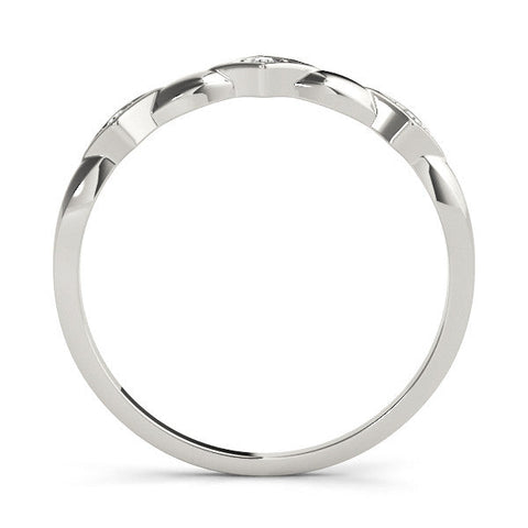 Silver Square Diamond Twist Band with Bezel Setting