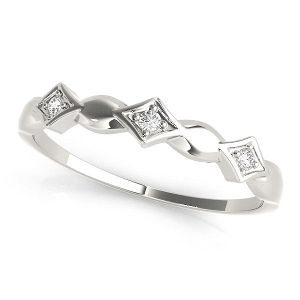 Platinum Square Diamond Twist Band with Bezel Setting