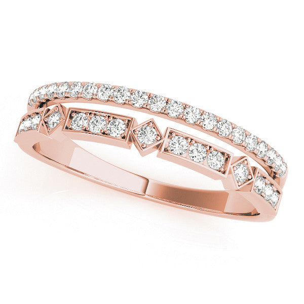 Rose gold Pavé Round Diamond Channel Set Dual Band with Prong Setting