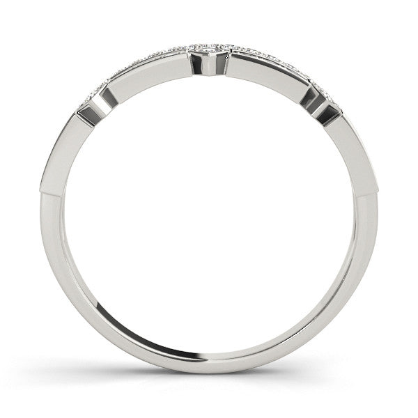 Silver Pavé Round Diamond Channel Set Dual Band with Prong Setting