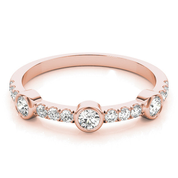 Rose gold Bezel Set Round Diamond Pavé Band