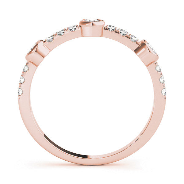 Rose gold Bezel Set Round Diamond Pavé Band
