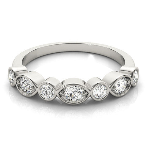 Platinum Bezel Set Mixed Shape Diamond Eternity Band
