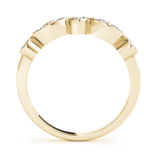 Yellow gold Bezel Set Round Diamond Marquise Band