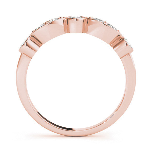 Rose gold Bezel Set Round Diamond Marquise Band
