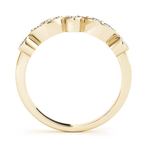 Yellow gold Bezel Set Round Diamond Marquise Band