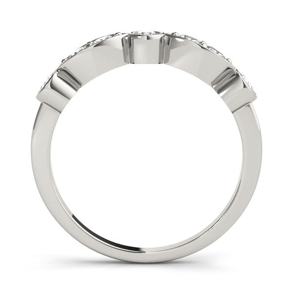 White gold Bezel Set Round Diamond Marquise Band
