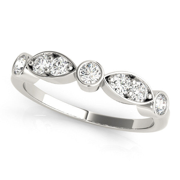 White gold Bezel Set Round Diamond Marquise Band