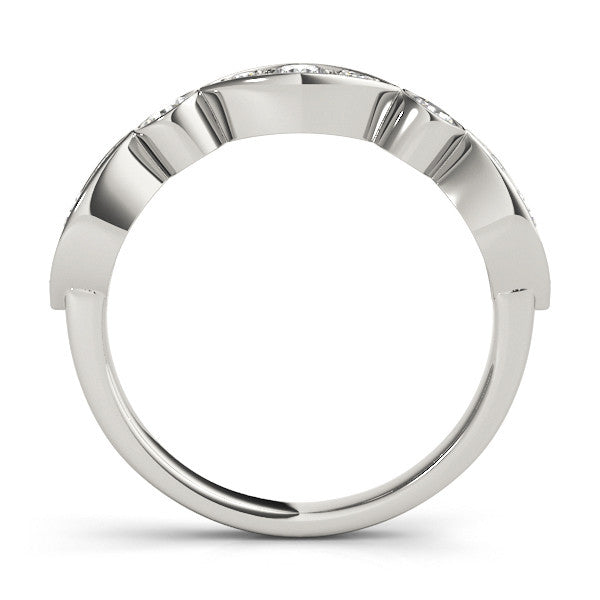 Platinum Bezel Set Marquise and Round Diamond Contour Band