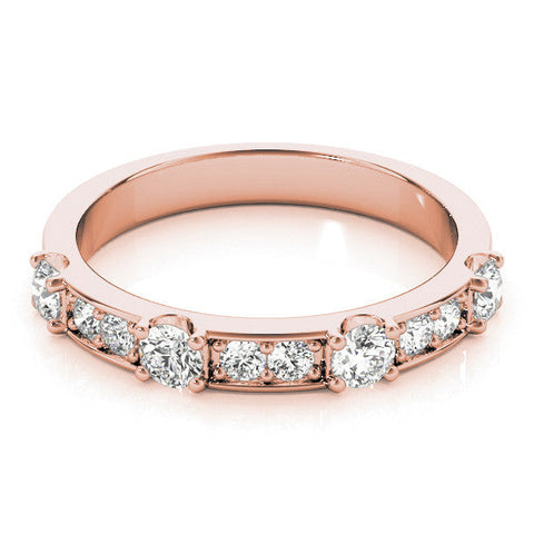 Rose gold Round Diamond Channel Set Eternity Band with Prong Setting