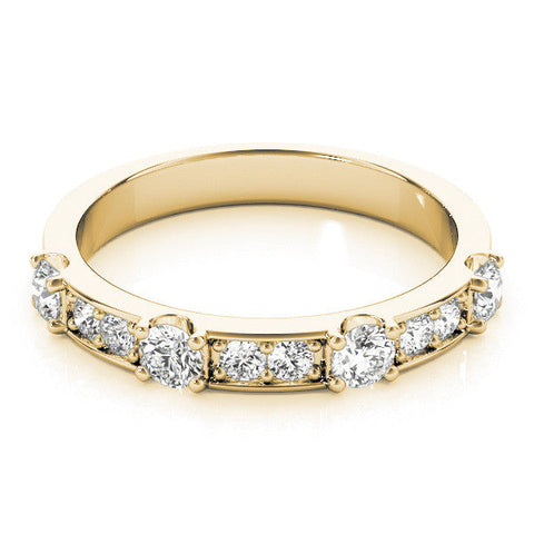 Yellow gold Round Diamond Channel Set Eternity Band with Prong Setting