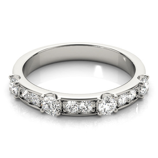White gold Round Diamond Channel Set Eternity Band with Prong Setting