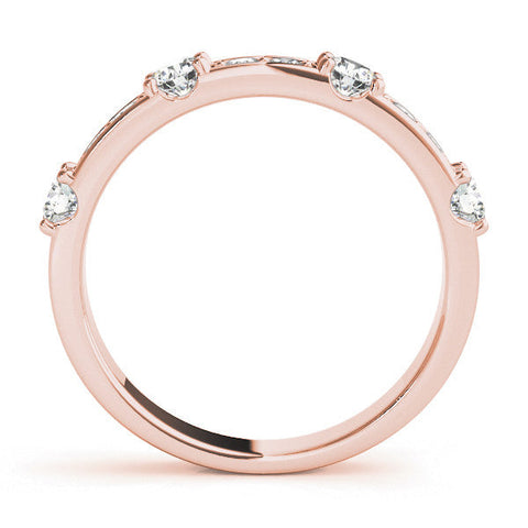 Rose gold Round Diamond Channel Set Eternity Band with Prong Setting