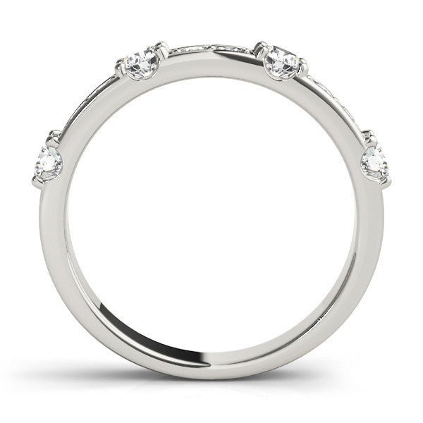 White gold Round Diamond Channel Set Eternity Band with Prong Setting