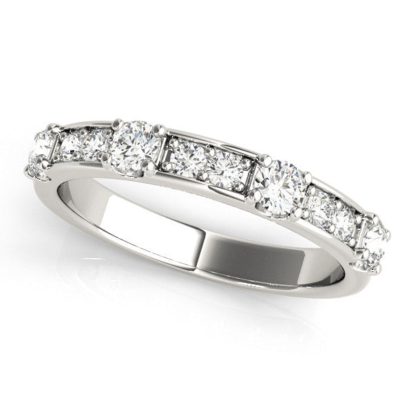 White gold Round Diamond Channel Set Eternity Band with Prong Setting
