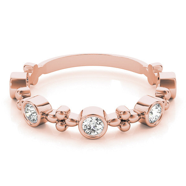 Rose gold Bezel Set Round Diamond Floral Eternity Band