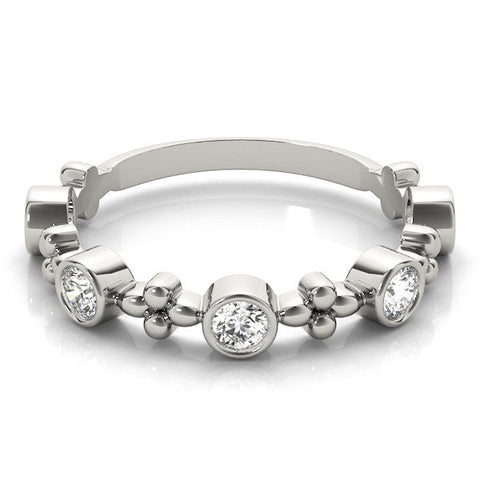 White gold Bezel Set Round Diamond Floral Eternity Band