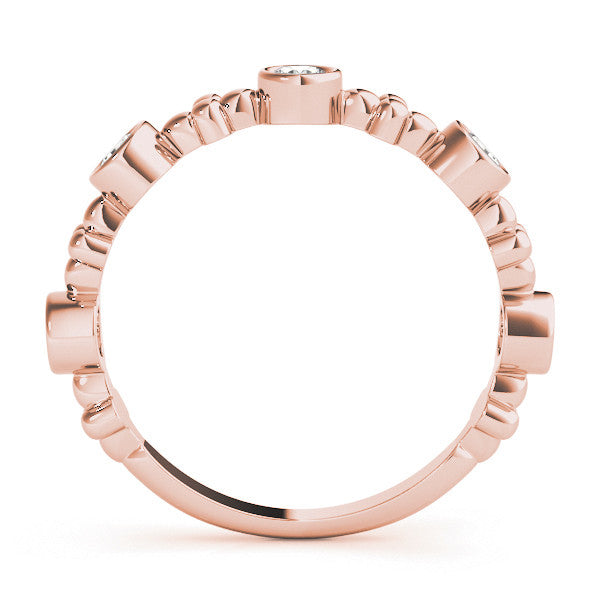 Rose gold Bezel Set Round Diamond Floral Eternity Band