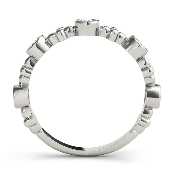 White gold Bezel Set Round Diamond Floral Eternity Band