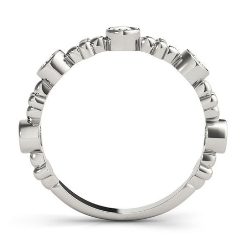 Platinum Bezel Set Round Diamond Floral Eternity Band