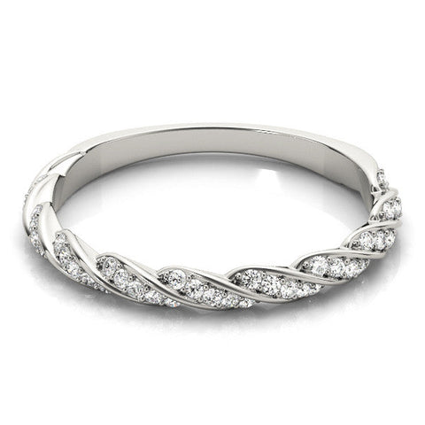 Platinum Twisted Pave Round Diamond Eternity Band with Shared Prong Setting