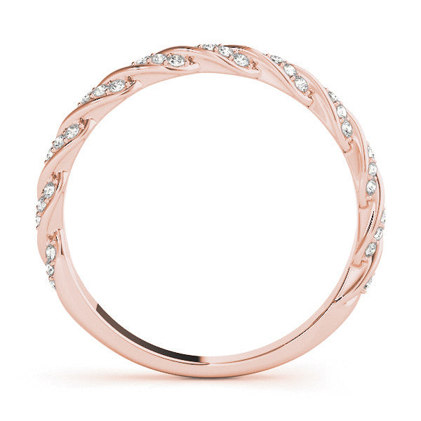 Rose gold Twisted Pave Round Diamond Eternity Band with Shared Prong Setting