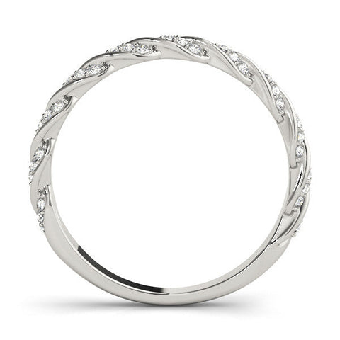 White gold Twisted Pave Round Diamond Eternity Band with Shared Prong Setting
