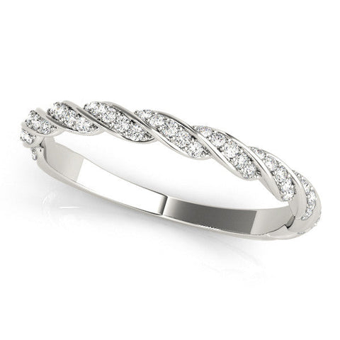 Platinum Twisted Pave Round Diamond Eternity Band with Shared Prong Setting